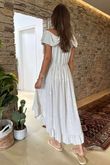 Made in Italy Forget Me Knots Bardot Shirring Dress Stone /8 =